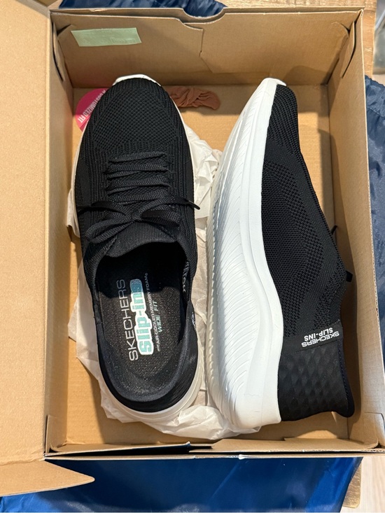 Skechers Shoes - Skechers Women’s Black Slip-On Knit Sneakers with White Sole